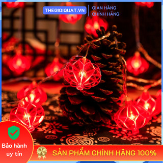 Đèn lồng khía led đỏ dài 5m 12 bóng trang trí lễ, tết, party,...