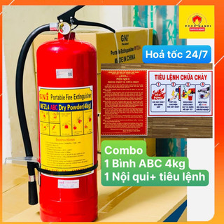 Combo 1 bình bột ABC 4kg + 1 bộ nội qui tiêu lệnh-sẵn móc treo đi kèm