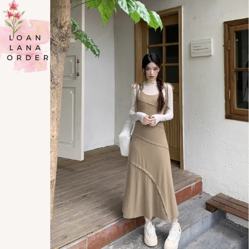 SET ÁO DÀI TAY TRẮNG +VÁY YẾM ÔM MÀU KAKI
