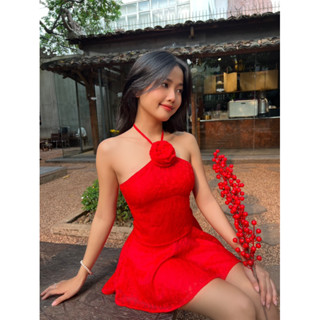 SET YẾM REN ĐỎ ĐÍNH BÔNG | NECCI.SAIGON