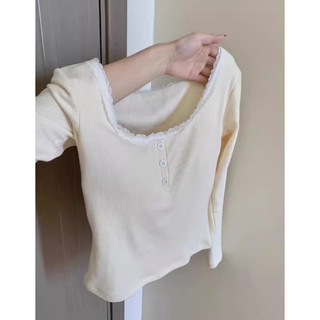 Áo thun cổ ren dài tay [Sẵn be M]
