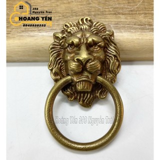 Combo 2 tay núm tủ mặt sư tử lân bằng đồng đúc 100%, Tay kéo tủ bằng đồng mặt hổ
