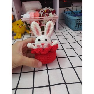 Móc khoá thỏ túi phúc bằng len handmade