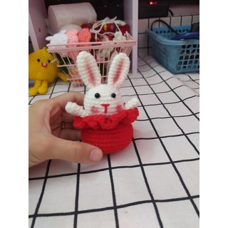 Móc khoá thỏ túi phúc bằng len handmade
