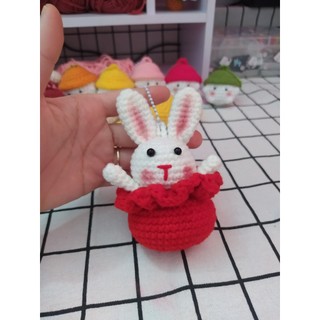 Móc khoá thỏ túi phúc bằng len handmade