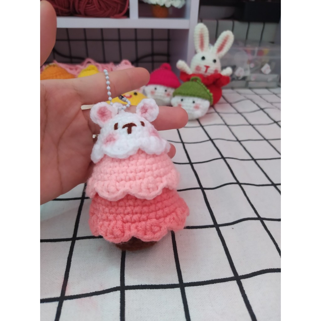 Móc khoá cây thông bằng len handmade