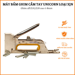 Máy bấm ghim cầm tay UNICORN loại xịn, chuyên ghim vào gỗ, khung tranh, tường, súng bắn ghim cỡ 13/6,13/8 cao 4-8mm