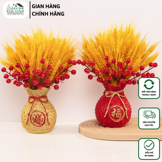 Bó bông lúa mạch khô 100 nhánh decor kim vinh lúa thật trang trí tết