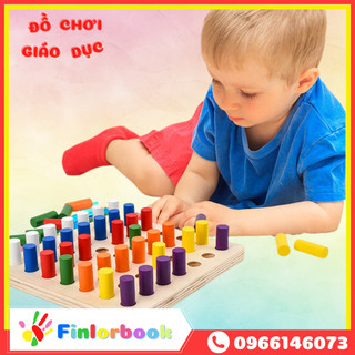 Đồ Chơi Gỗ Trụ Màu Sắc Montessori