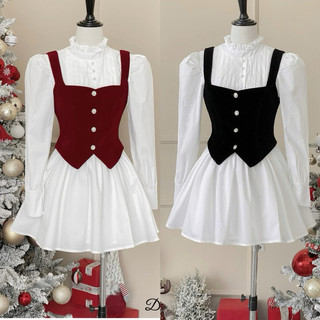 (Đỏ, đen) Set đầm babydoll kèm áo Gile BIGSIZE sang chảnh, gọn dáng (CÓ VIDEO MẪU MẶC)-D100-Ú XINH STORE(GILE NHUNG)