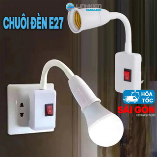 Chuôi Đèn Đuôi Đèn E27 Thân Uốn Dẻo Lò Xo Có Công Tắc Điều Chỉnh 360 20cm 25cm