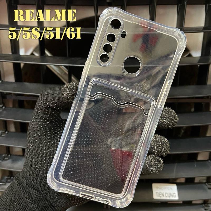 Ốp Lưng Realme 5 / 5s / 5i / 6i Dẻo Trong Chống Sốc Gù Bảo Vệ Camera Có Khe Ví Đựng Thẻ Card, Hình Ả