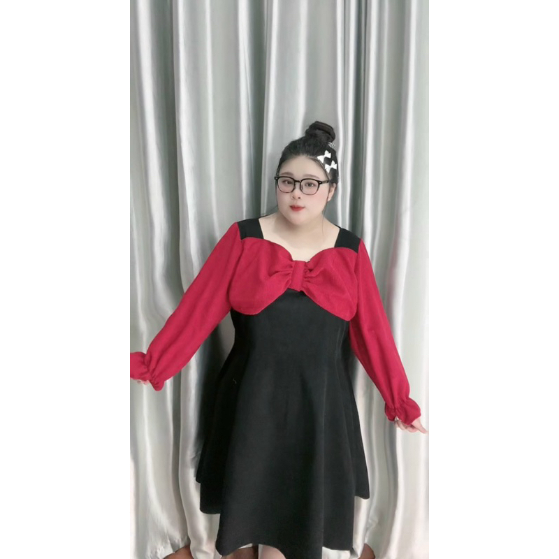 đầm nơ phối màu bigsize 80-150kg