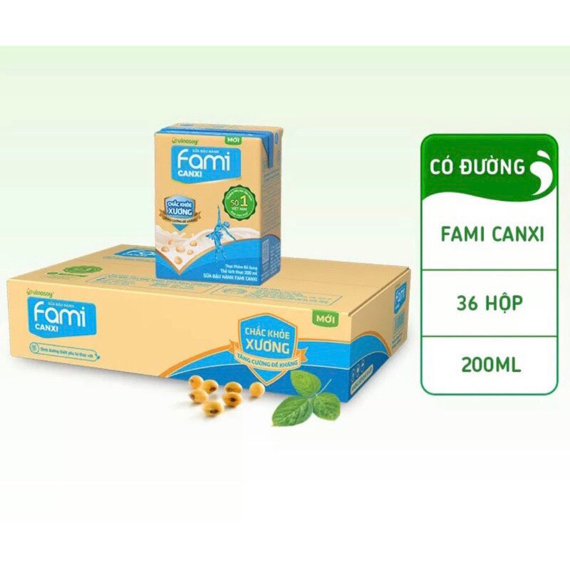 thùng 36 hộp sữa đậu nành Fami canxi 200ml