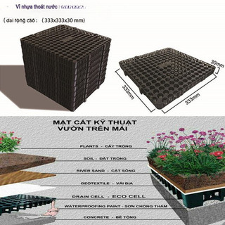 Vỉ nhựa thoát nước trồng cây trên mái , vỉ lót sàn trồng cây sân thượng chậu trồng hoa