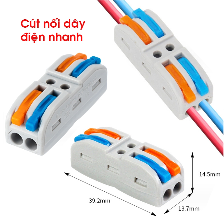 Cút nối dây điện đôi 2 pha 2 cổng vào 2 cổng ra PCT-222