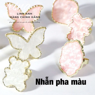 Nhẫn pha màu, nhẫn đá pha lê để màu vẽ nail, nhẫn chụp ảnh mẫu nail