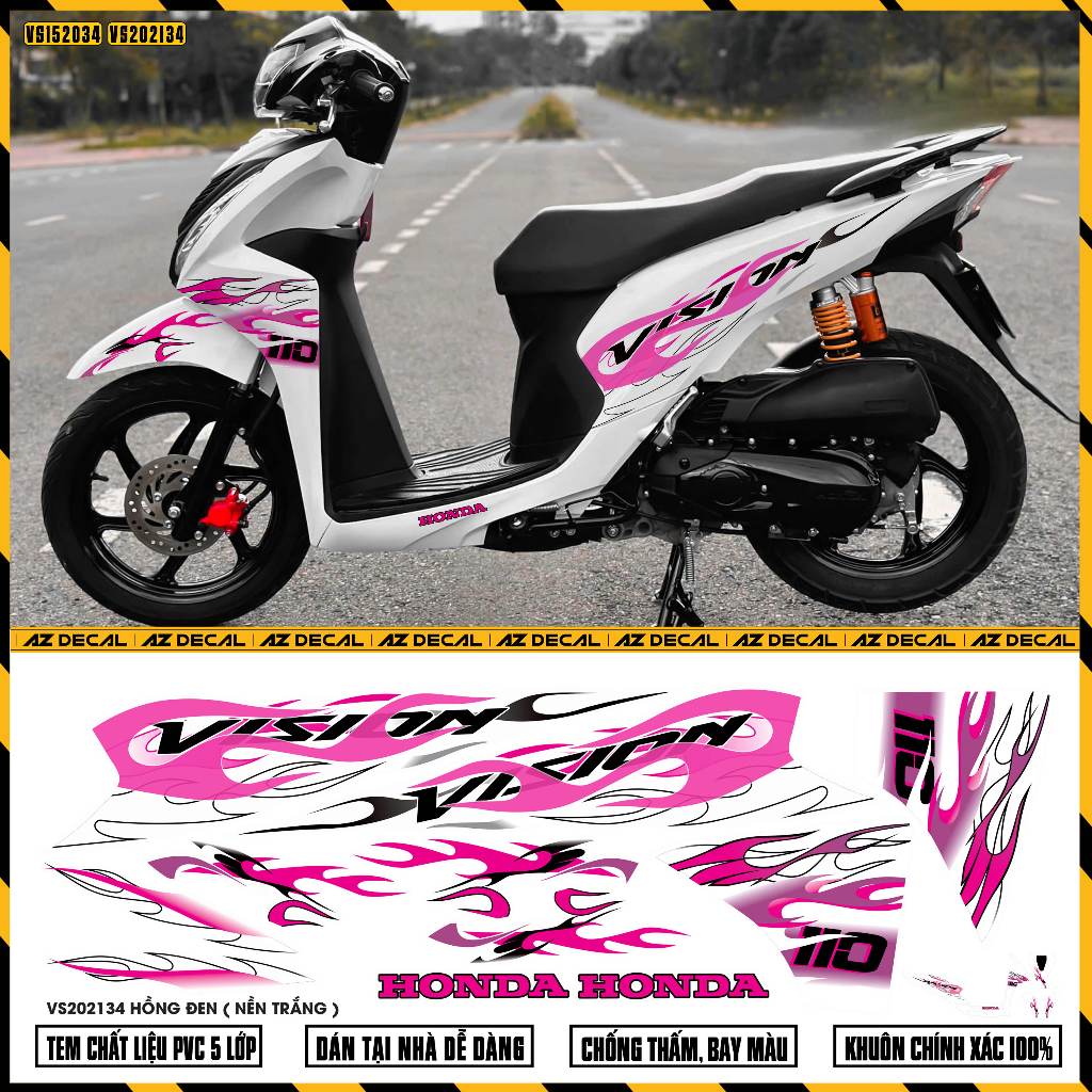 Tem Lửa Vision| VS34 | Tem Decal Hình Dán Xe Máy Vision 2015 2017 2018 2019 2020 2021 2022