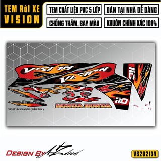 Tem Lửa Vision| VS34 | Tem Decal Hình Dán Xe Máy Vision 2015 2017 2018 2019 2020 2021 2022