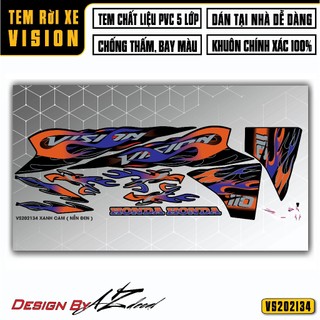 Tem Lửa Vision| VS34 | Tem Decal Hình Dán Xe Máy Vision 2015 2017 2018 2019 2020 2021 2022