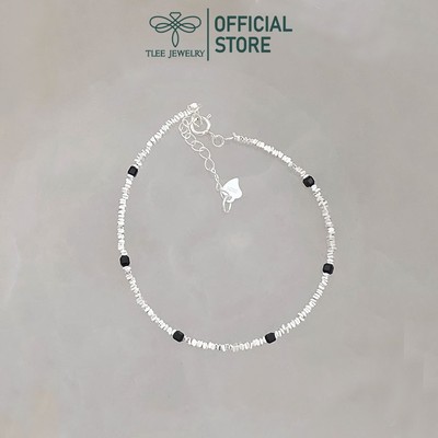 Lắc tay bạc nữ TLEE, vòng tay hạt vụn mix hạt đá đen xinh xắn TLEE JEWELRY LT0314