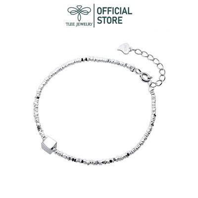 Lắc tay bạc nữ TLEE, vòng tay hạt bạc vỡ mix mặt khối hộp cá tính TLEE JEWELRY LT0299