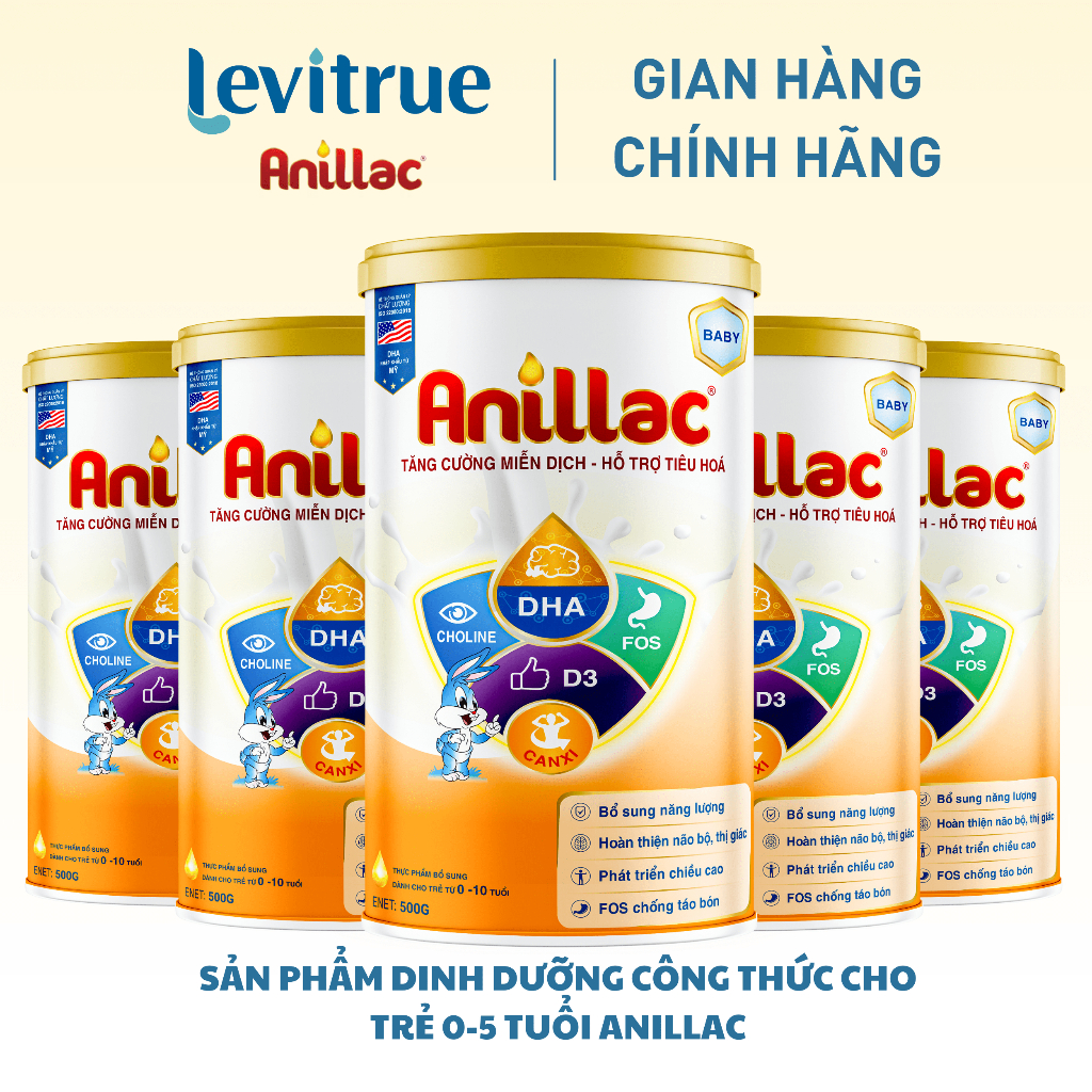 COMBO 5 lon - Sữa bột công thức tăng cân cho trẻ thấp còi biếng ăn Anillac Medibest 500gr