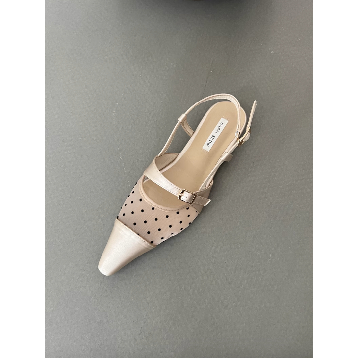 Giày sandal nữ mùa hè quai mảnh đan gót bệt dễ mang quai hậu hở mũi 2023