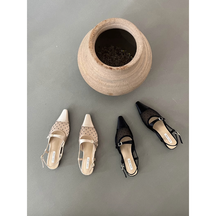 Giày sandal nữ mùa hè quai mảnh đan gót bệt dễ mang quai hậu hở mũi 2023