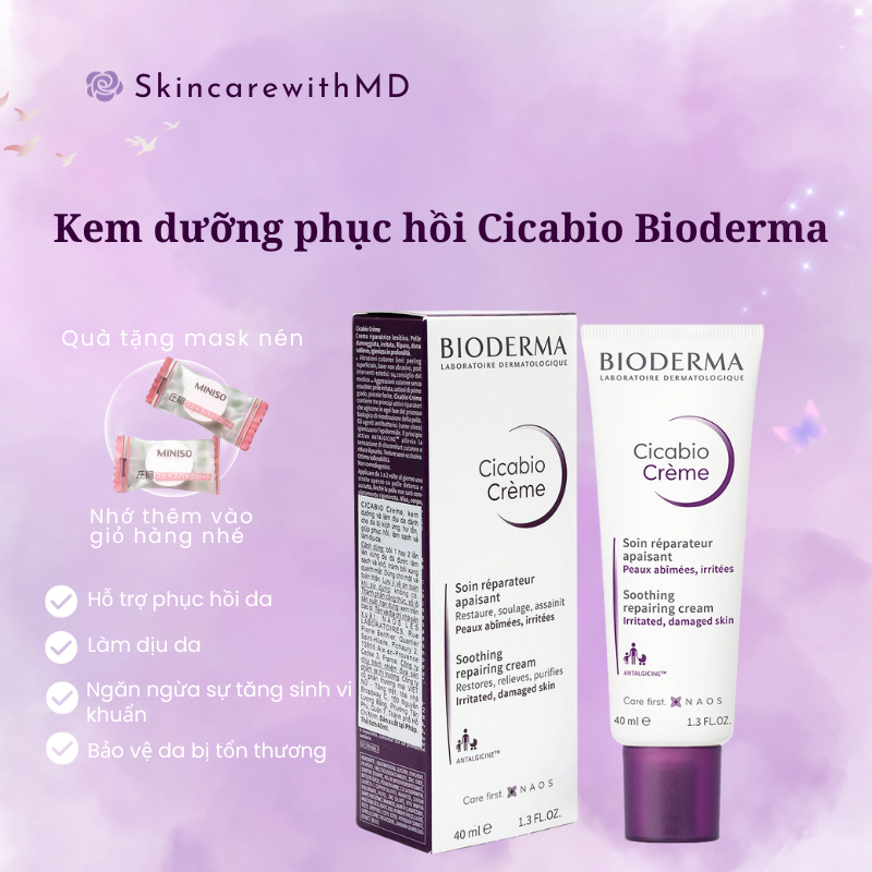 Kem dưỡng phục hồi da Cicabio Bioderma 40ml