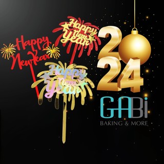 Topper mica chữ Happy new Year