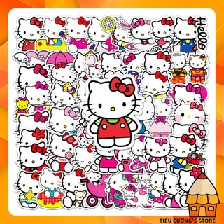 Set 10/20/50 Hình Dán Sticker Mèo Hello Kitty 😻 trang trí xe, điện thoại, laptop, nón bảo hiểm