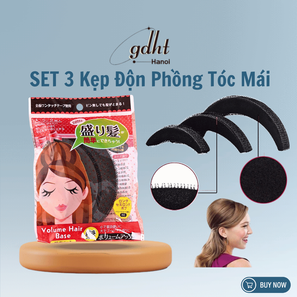 SET 3 Kẹp Độn Phồng Tóc Mái Cho Nữ Tiện Ích, Kẹp Phồng Chân Tóc Tạo Kiểu Dễ Dàng Phong Cách Hàn Quốc