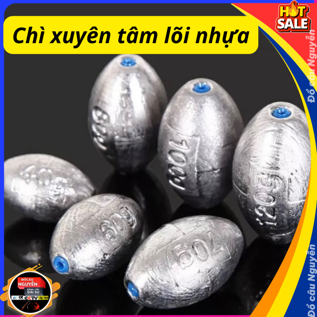 Chì xuyên tâm lõi nhựa câu cá , chì câu cá , chì viên câu cá (ĐỒ CÂU NGUYỄN)