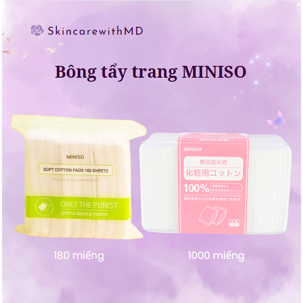 {CHÍNH HÃNG} Bông tẩy trang Miniso 180 miếng
