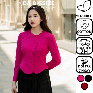 Dabigsize - Áo Bigsize Nữ , Áo Kiểu Nút Bọc Tay Dài Chất Cotton Mềm Mịn Che Khuyết Điểm Dành Cho Người Mập 50-90kg
