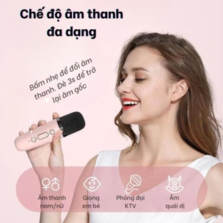 Bộ Hát Karaoke Bass Hay, Loa Bluetooth Mini Tặng Kèm Micro Hát Không Dây