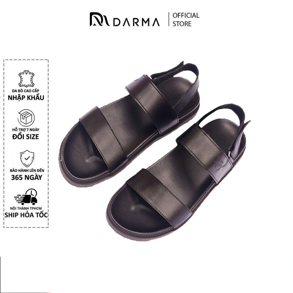 Dép Sandal Nam Quai Ngang Cao Cấp DARMA Sandal Nam Da Bò Thật Đế Cao Su Siêu Êm Đi Học, Đi Chơi, Đi Làm Trẻ Trung