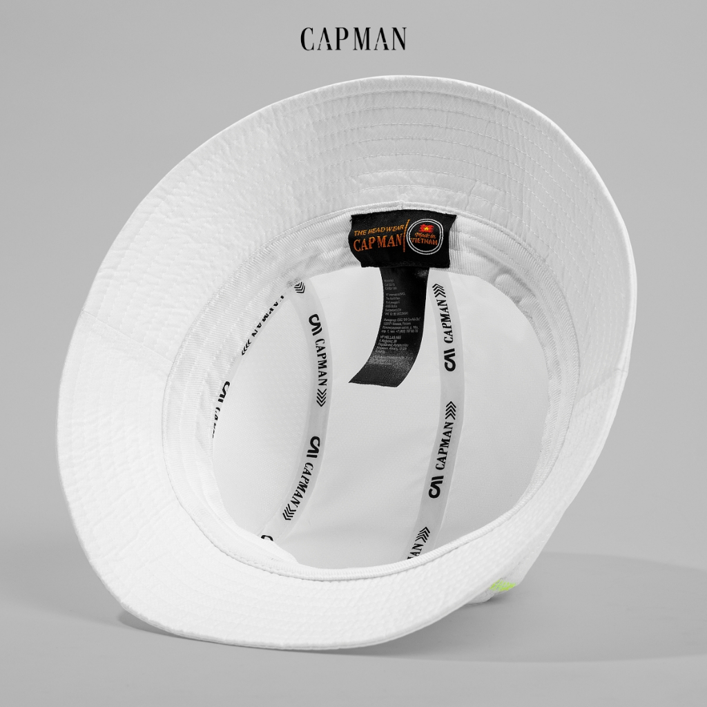 Mũ bucket vành cụp nam nữ Capman Club, nón bo tròn màu trắng CM17