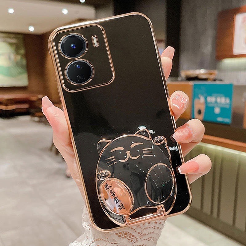 ốp lưng Oppo A57 2020 oppo a77s  Mạ điện 6D TPU Mạ điện Hỗ trợ mèo thài có ốp điện thoại ốp Oppo A57