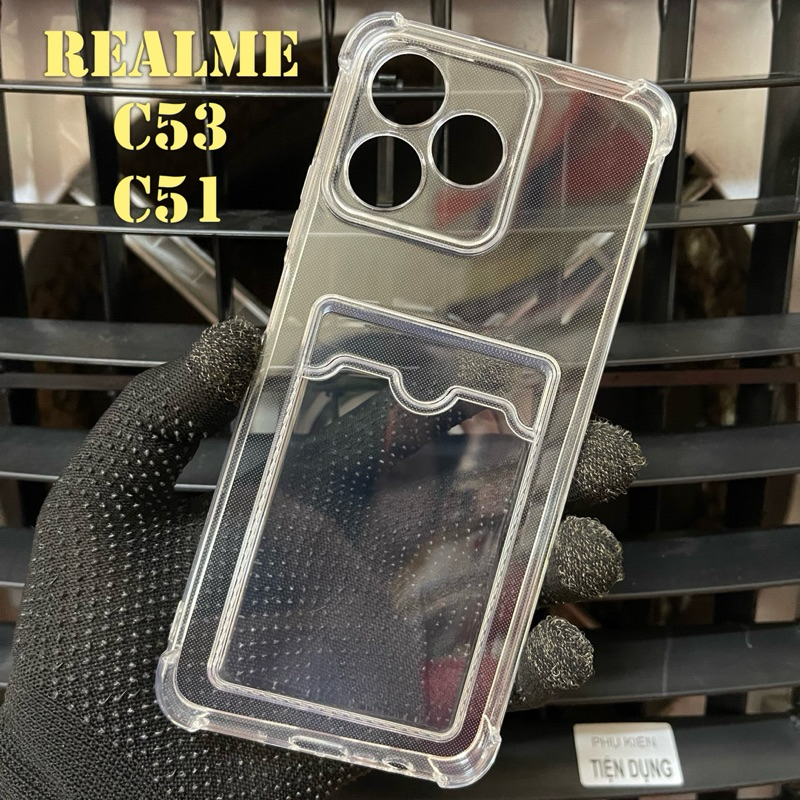 Ốp Lưng Realme C60 / C53 / C51 / Note 50 Dẻo Trong Chống Sốc Gù Bảo Vệ Camera Có Khe Ví Đựng Thẻ Card, Hình Ảnh Tự Thiết