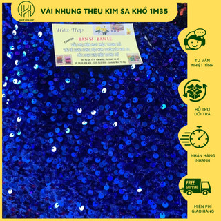Vải nhhung thêu kim sa, nhung saquin khổ 1m35, vải nhung đính kim sa lấp lánh, phụ kiện may mặc, trang phục 1m
