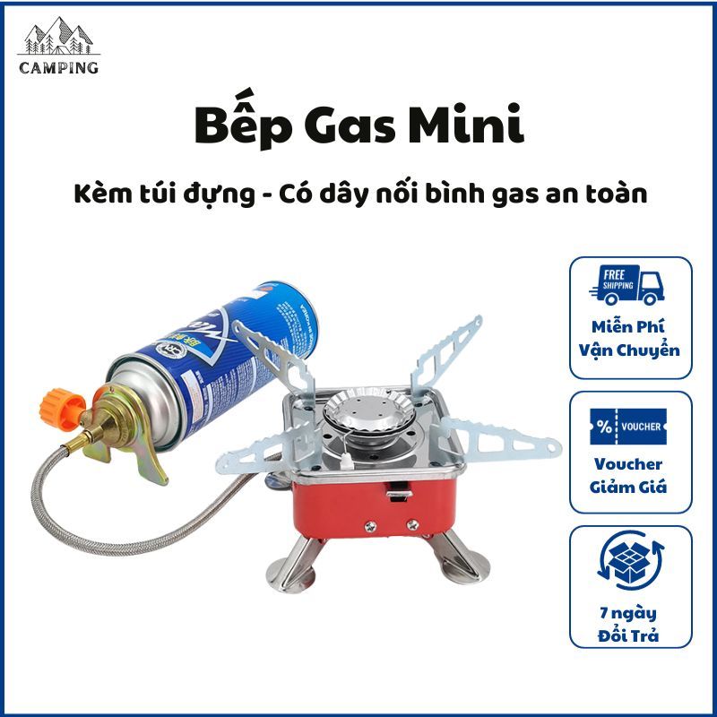 Bếp gas mini CHẮN GIÓ dã ngoại GẤP GỌN TIỆN DỤNG - bếp gas cắm trại  DU LỊCH NHỎ GỌN CÓ TÚI ĐỰNG VT HQ