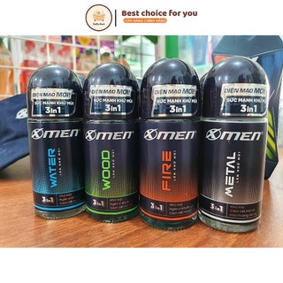 Lăn khử mùi Xmen 50ml Fire Wood Water Metal - 4 mùi hương nam tính kháng khuẩn & lưu hương 48h