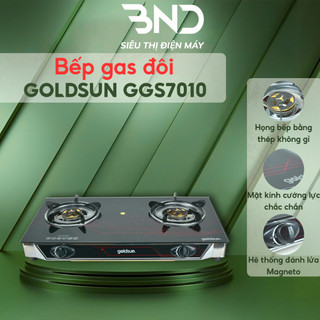 Bếp gas đôi Goldsun GGS7010 - Bếp ga dương kính cường lực dày 7mm bảo hành 12 tháng dienmaybnd