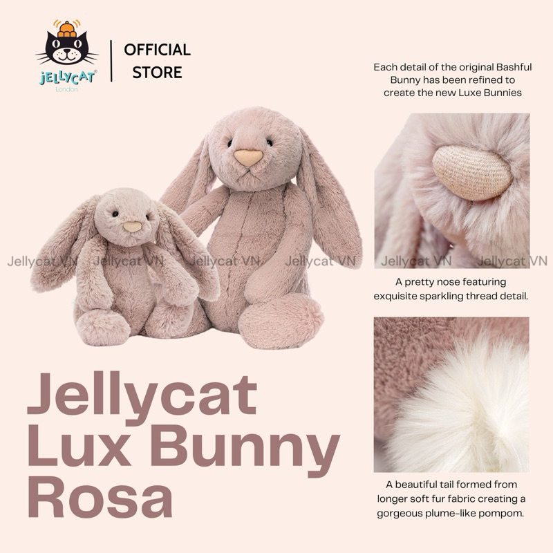 [PASS] (NEW 98%) Gấu thỏ bông Jellycat phiên bản luxury Jellycat 𝗟𝘂𝘅𝗲 𝗥𝗼𝘀𝗮 Bunny cao cấp chính hãng - size Huge 51cm