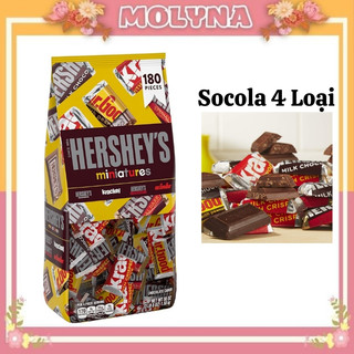 Kẹo Socola Hershey's Miniatures, Socola Sữa Mix Nhân, Kẹo Chocolate Milk của Mỹ Bịch 180 viên