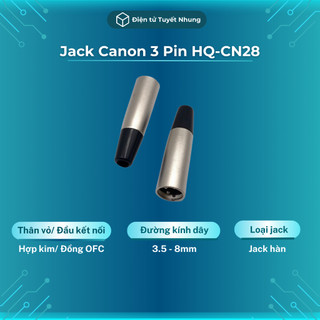 Jack Canon 3 Pin HQ-CN28 Chân Đồng OFC, Mạ Kẽm - Cặp Jack Canon Đực Cái Lỗi 1-1 Trong 7 Ngày