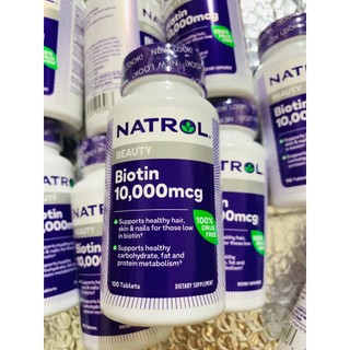 viên uống biotin 100 viên natrol beauty biotin natrol mọc tóc 10000mcg  biotin 100viên của Mỹ