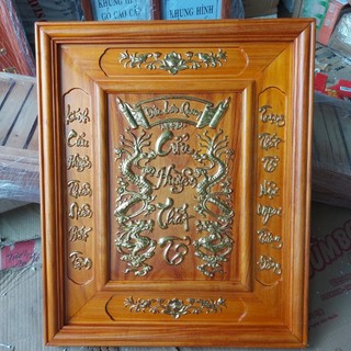 Tranh thờ cửu huyền thất tổ gỗ hương đá sơn nhủ vàngcao cấp màu gỗ tự nhiên kt 58x68cm